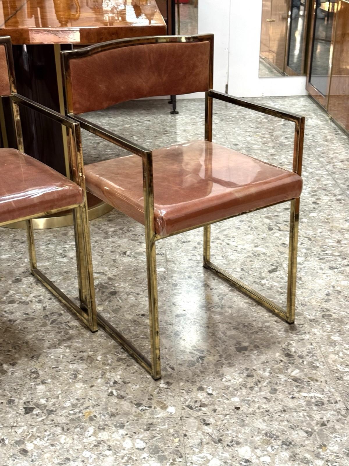 Set Di 4 Poltroncine Da Pranzo Hollywood Regency Anni 70 Modernariato (Late 20th Century) im Angebot