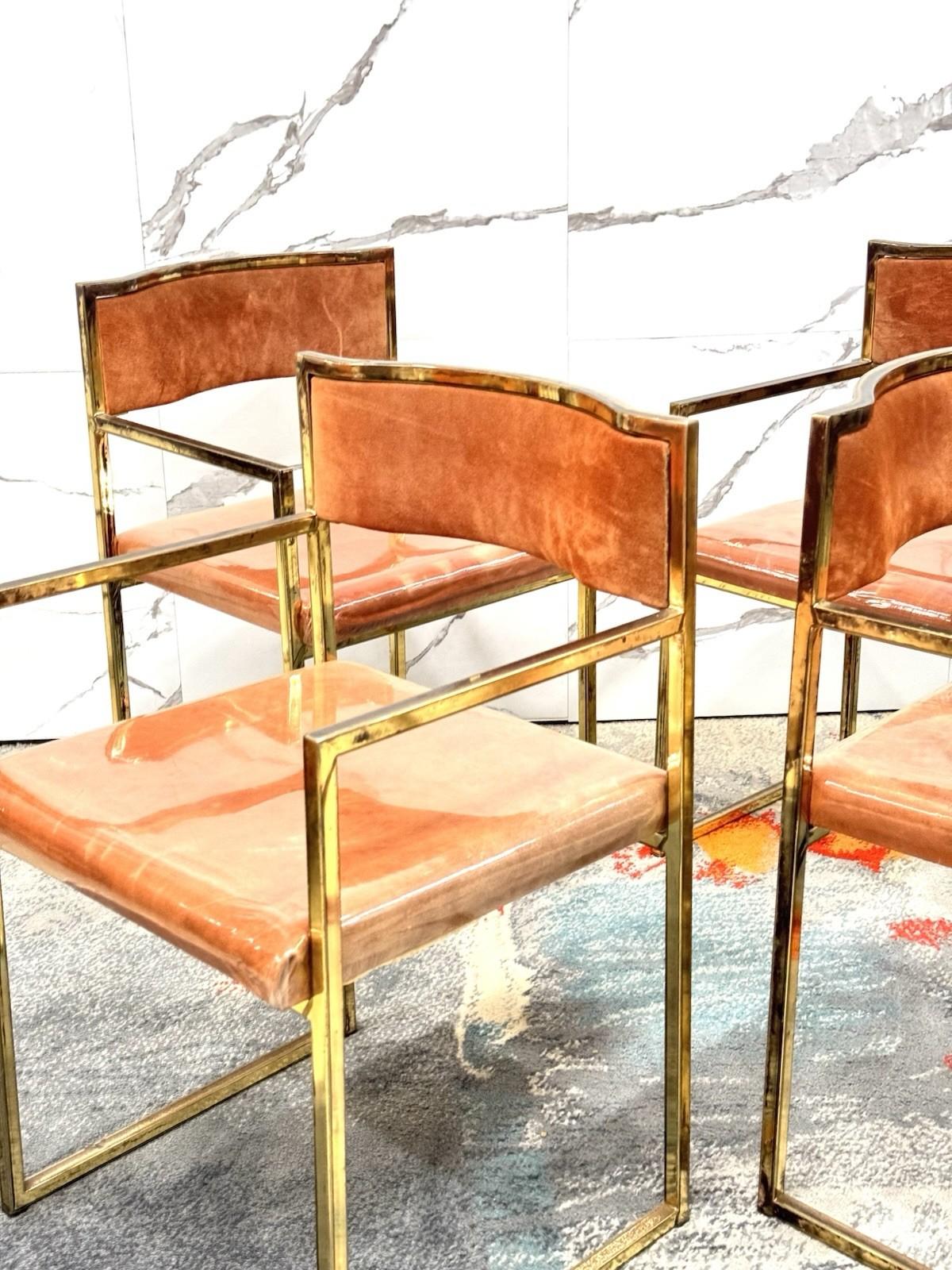 Late 20th Century Set Di 4 Poltroncine Da Pranzo Hollywood Regency Anni 70 Modernariato in vendita
