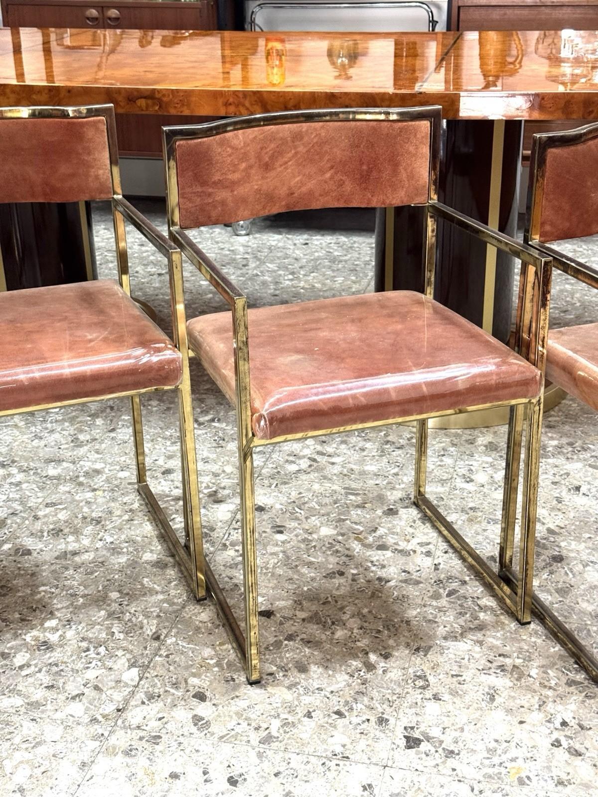 Set Di 4 Poltroncine Da Pranzo Hollywood Regency Anni 70 Modernariato (Metall) im Angebot