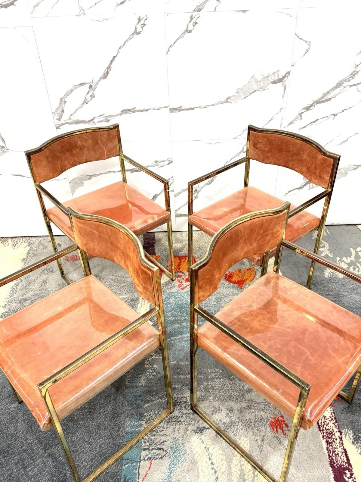 Set Di 4 Poltroncine Da Pranzo Hollywood Regency Anni 70 Modernariato in vendita 1