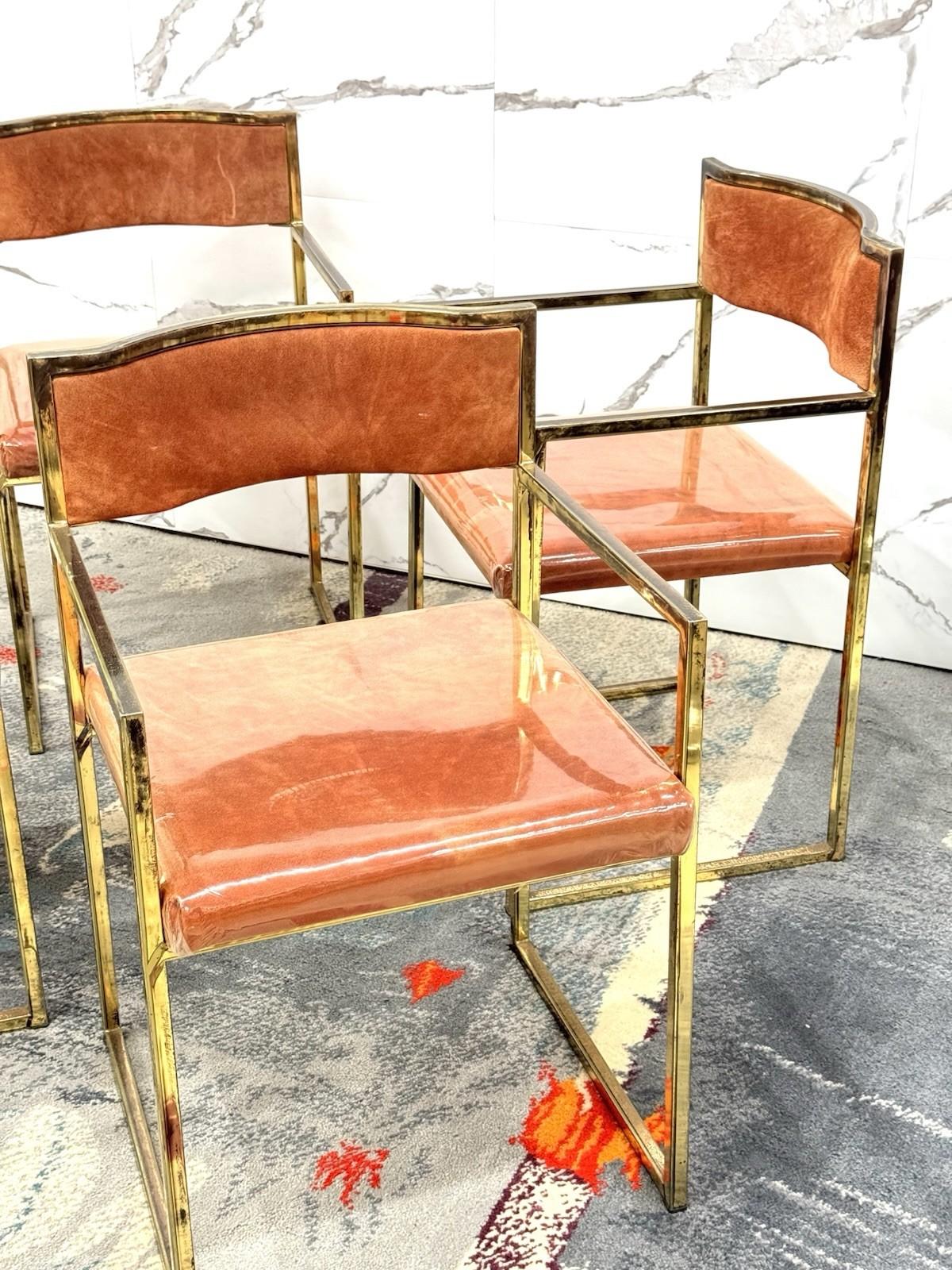 Set Di 4 Poltroncine Da Pranzo Hollywood Regency Anni 70 Modernariato in vendita 2