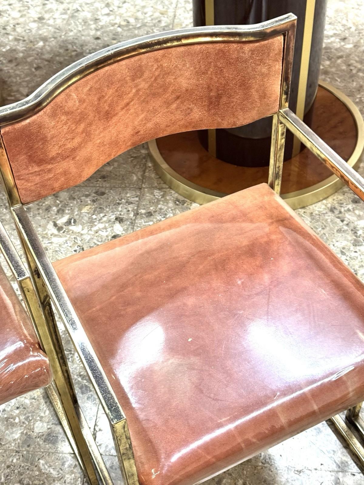 Set Di 4 Poltroncine Da Pranzo Hollywood Regency Anni 70 Modernariato im Angebot 3