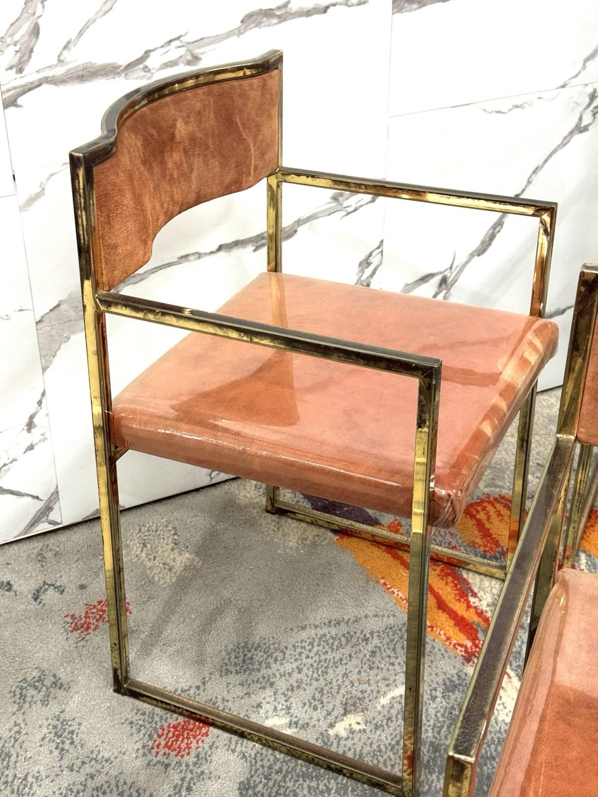 Set Di 4 Poltroncine Da Pranzo Hollywood Regency Anni 70 Modernariato in vendita 3