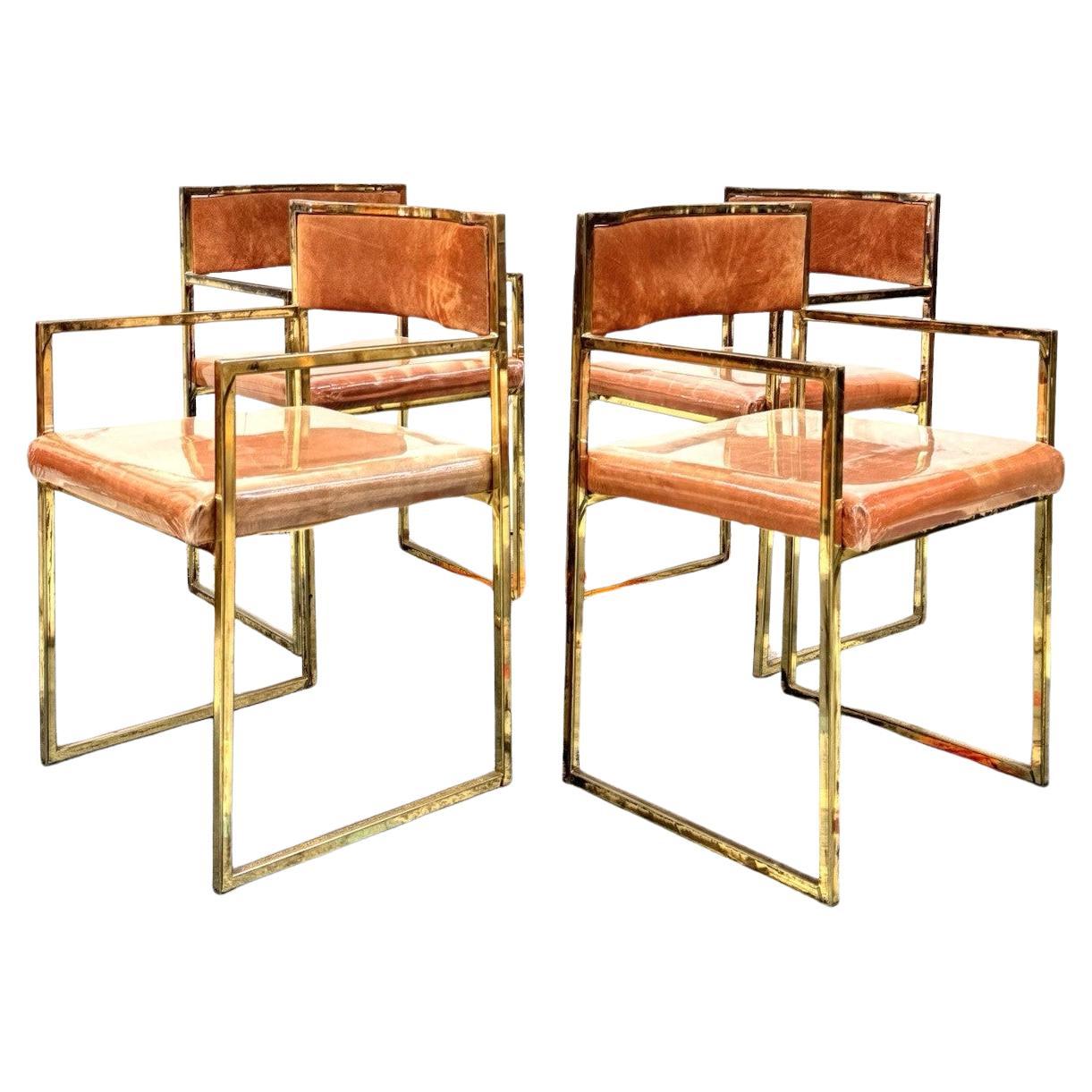 Set Di 4 Poltroncine Da Pranzo Hollywood Regency Anni 70 Modernariato in vendita