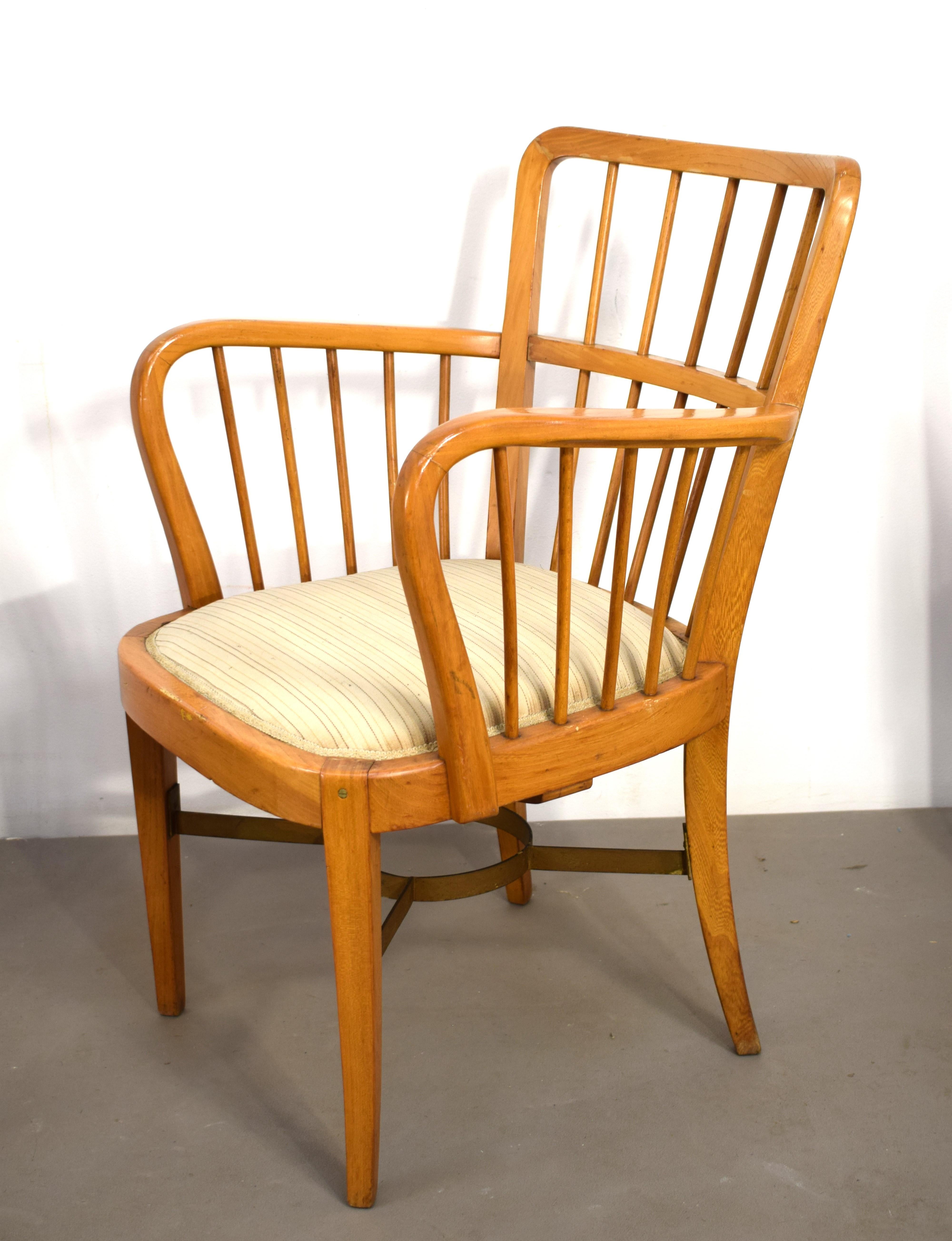 Laiton Ensemble de 4 fauteuils, Italie, années 1950. en vente