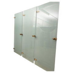 Juego de 4 puertas vintage de cristal y latón de los años 60 diseñadas por Fontana Arte