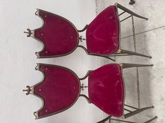 Set of 4 antique brass chivari chairs in classic lake of como 1940s style