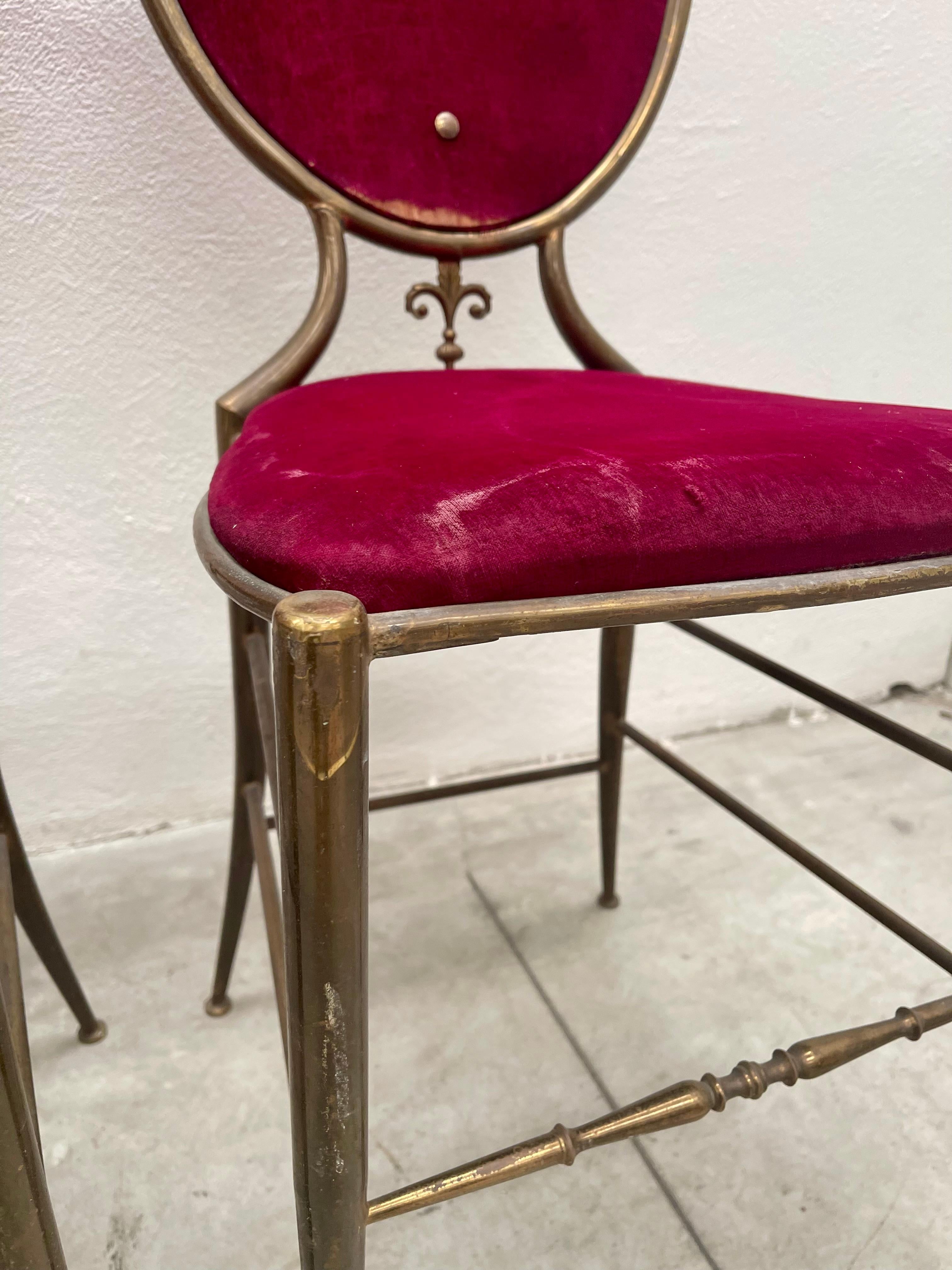 Set di 4 sedie antiche in ottone chivari in stile classico lago di como anni '40 For Sale 2