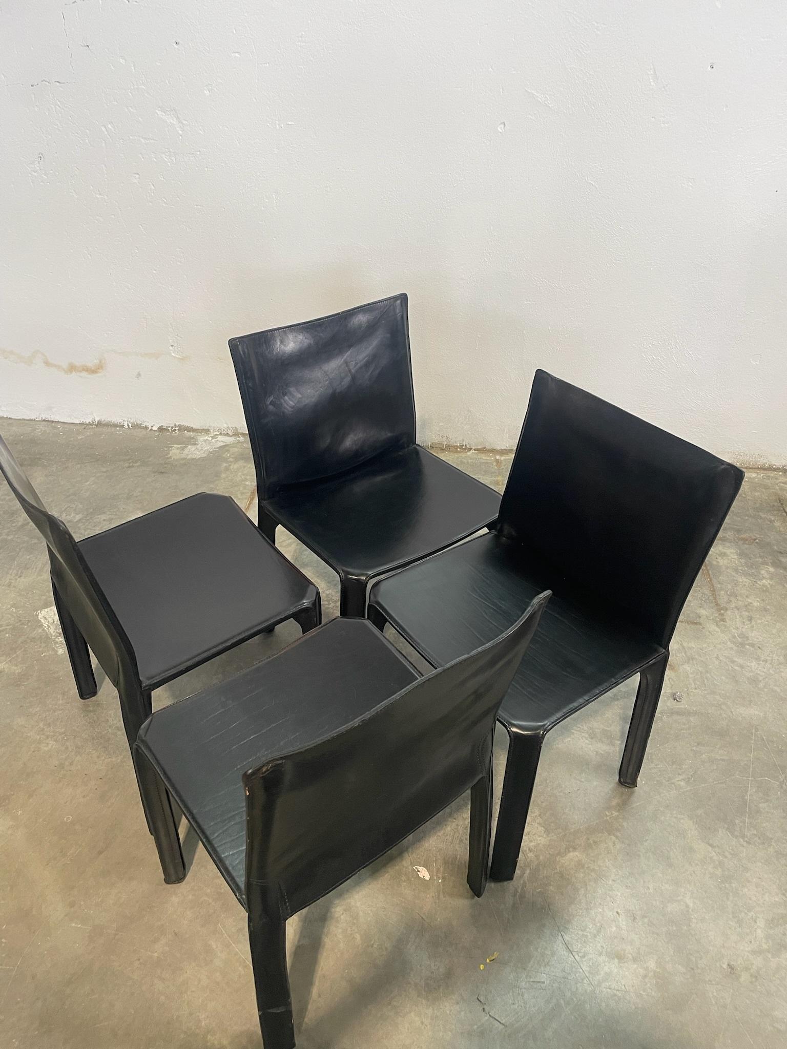 set di 4 sedie Cab per Cassina di Mario Bellini en venta 1