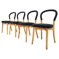 set of 4 chairs Cassina model Gothenburg  light wood BLUE upholstery
