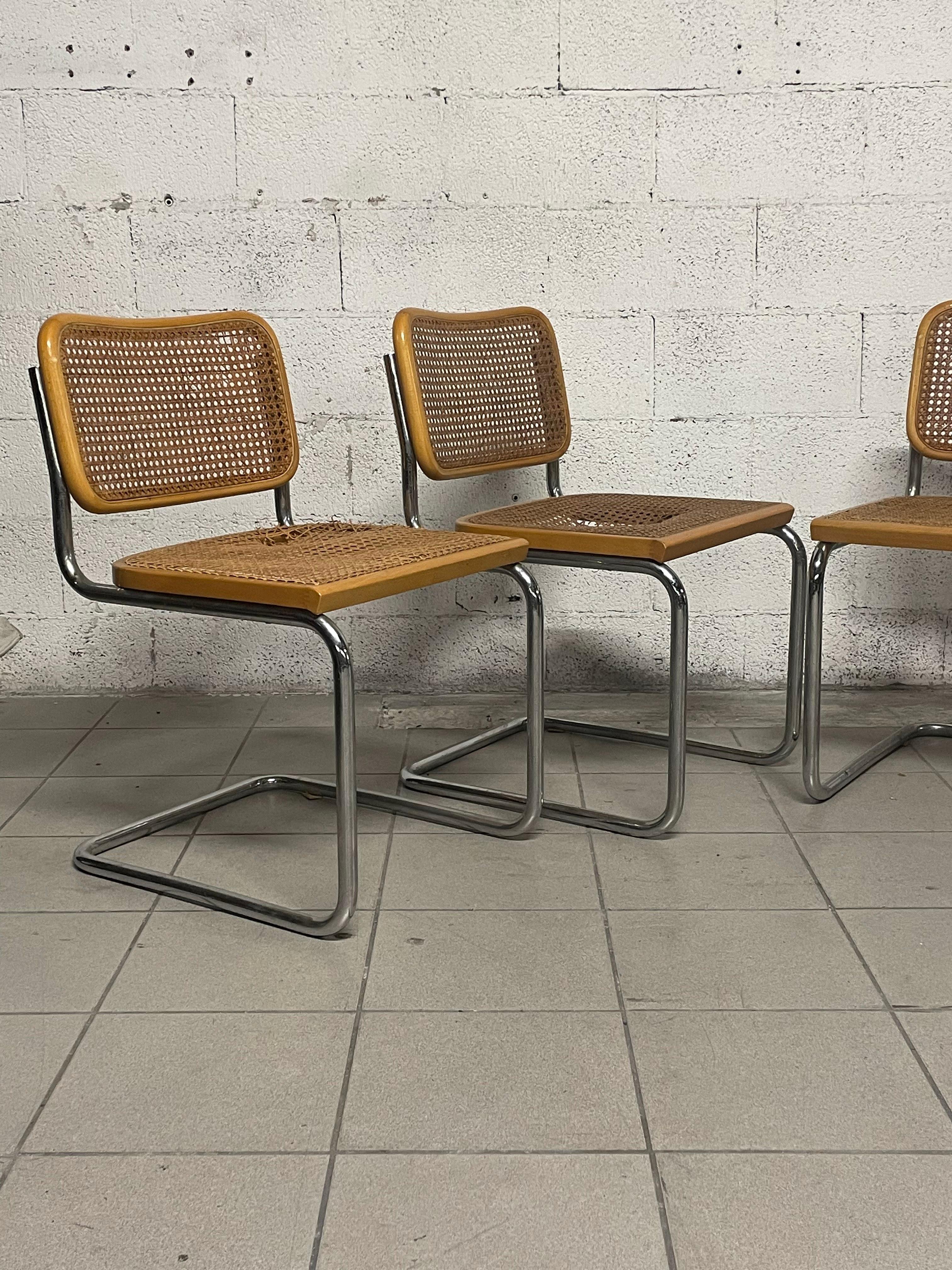 Mid-Century Modern Set di 4 sedie Cesca B32 anni '70 marchiate Gavina For Sale