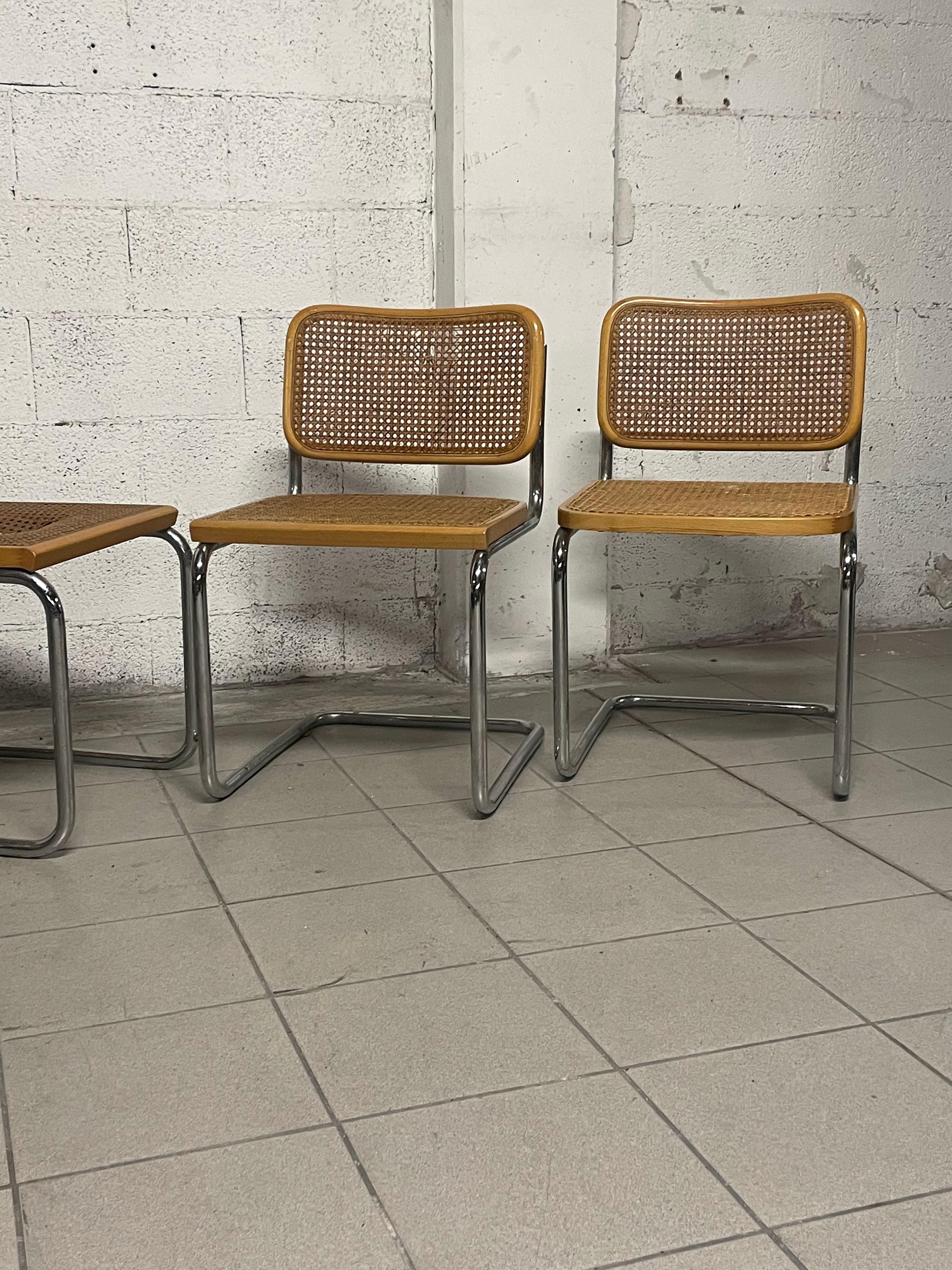 Mid-Century moderno Set di 4 sedie Cesca B32 anni '70 marchiate Gavina