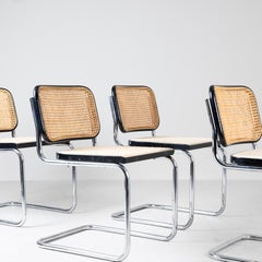 Ensemble de 4 chaises Cesca, Gavina, 1960 acier tubulaire et paille de Vienne