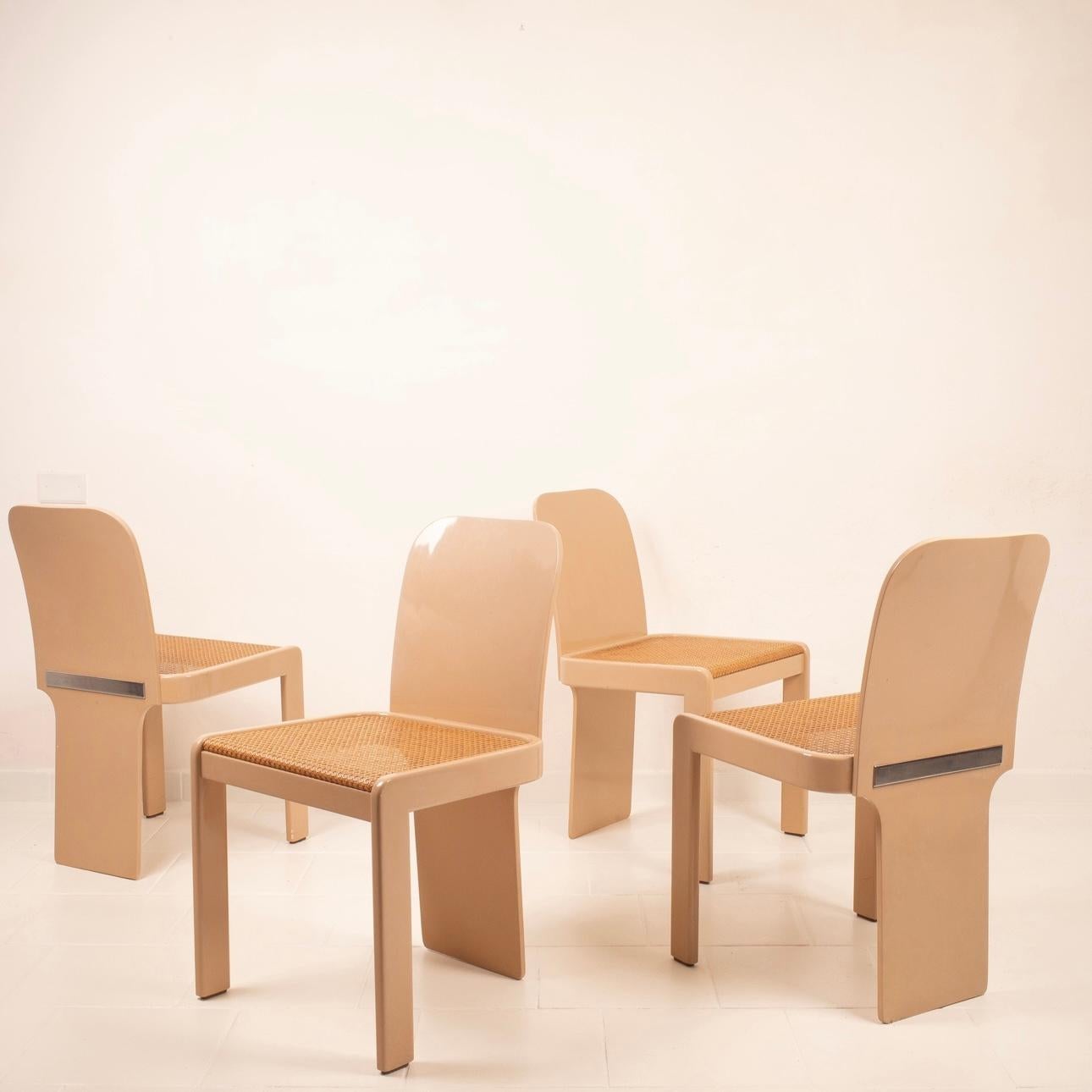 Set of 4 Chairs by Pierluigi Molinari for Pozzi For Sale 5