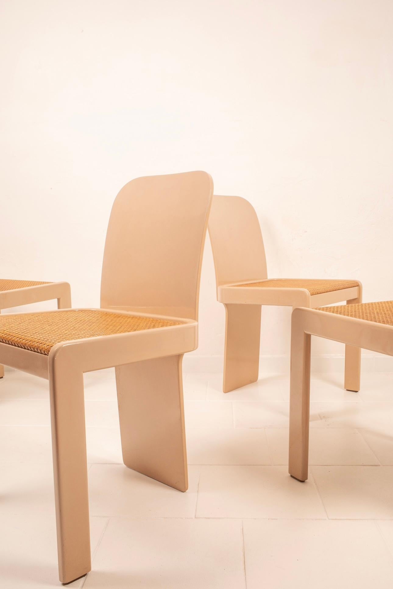 Set of 4 Chairs by Pierluigi Molinari for Pozzi For Sale 7