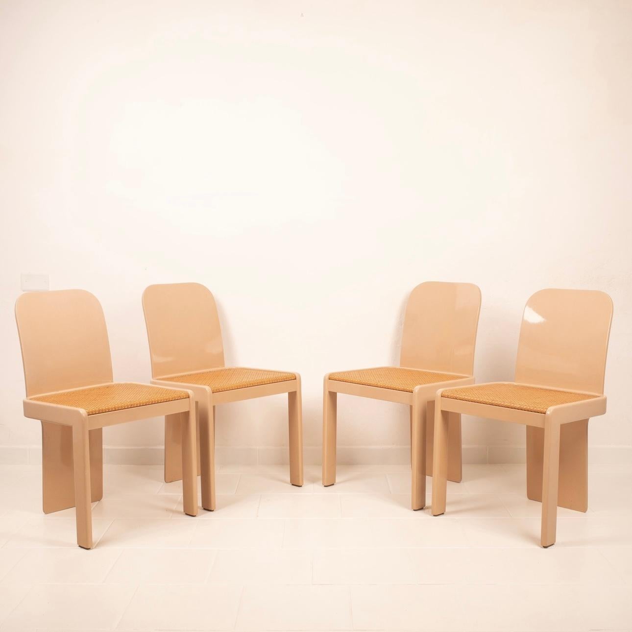 Paille Ensemble de 4 chaises de Pierluigi Molinari pour Pozzi en vente