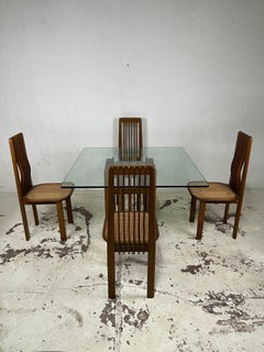 Set of 4 maple wood chairs and table 1970s'