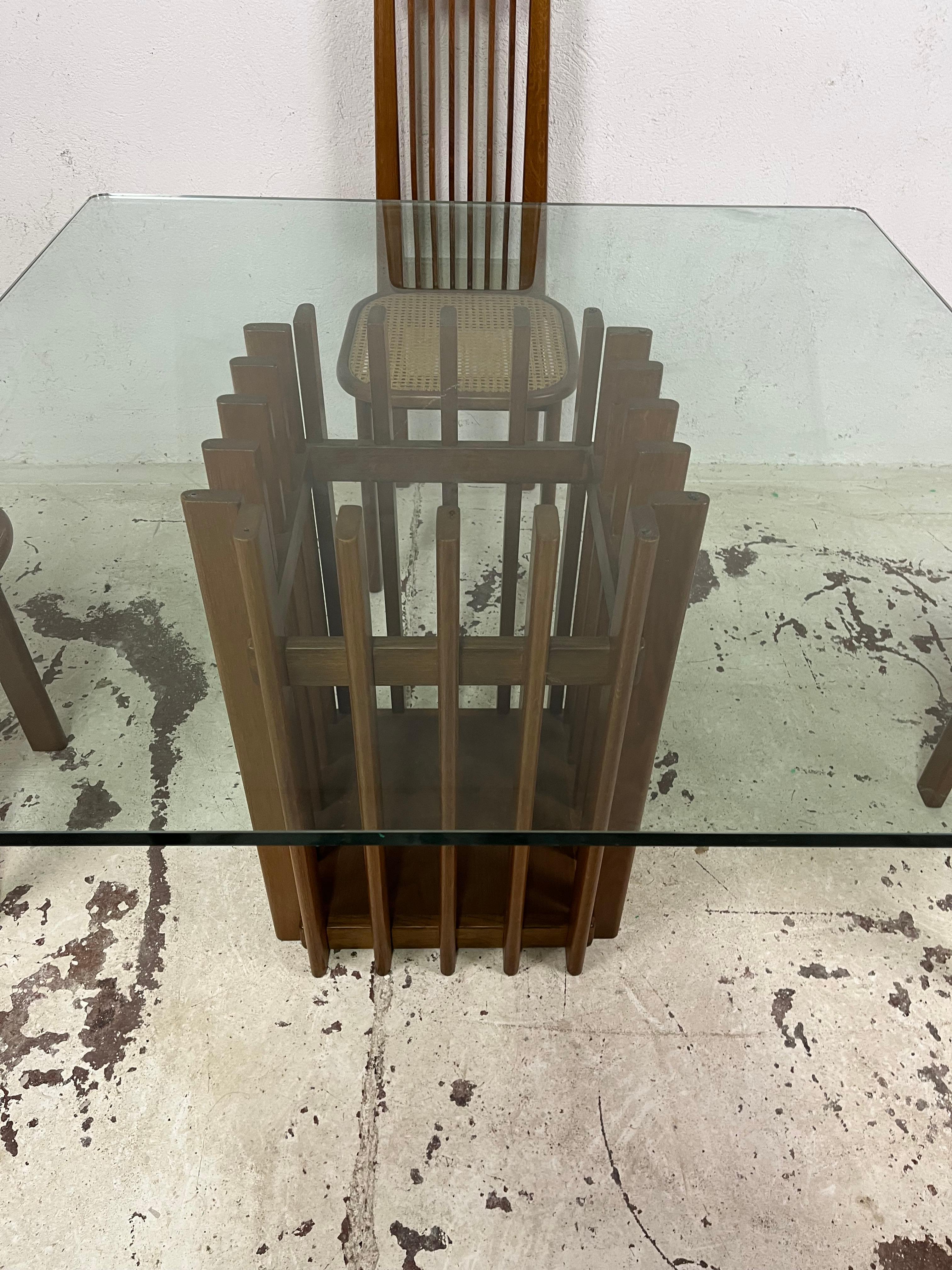 Italian Set of 4 maple wood chairs and table 1970s' For Sale