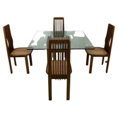 Set di 4 sedie e tavolo in legno di acero anni 70’
