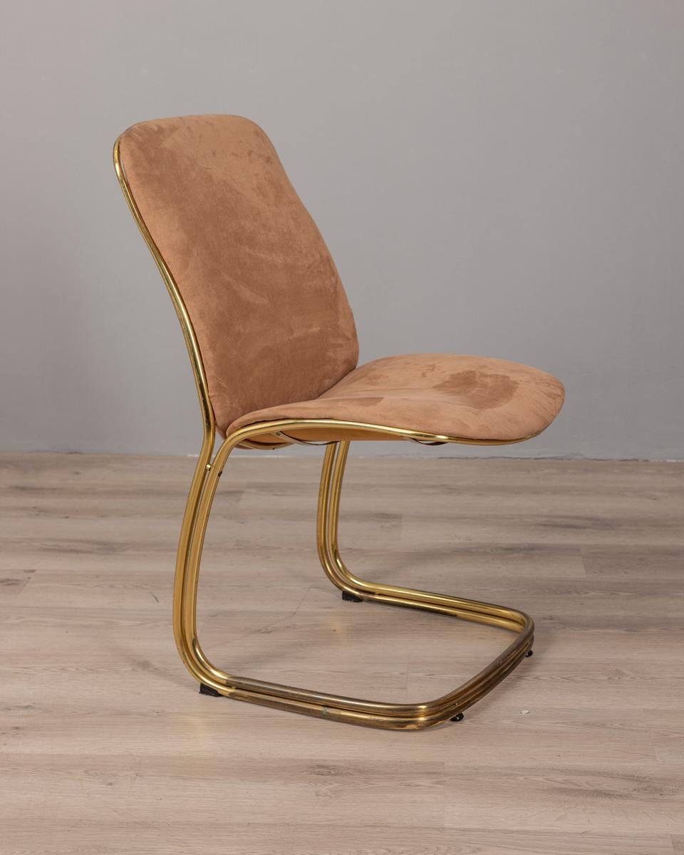 Set di 4 sedie e tavolo vintage anni 70 metallo dorato design Gastone Rinaldi In condizioni buone in vendita a None, IT
