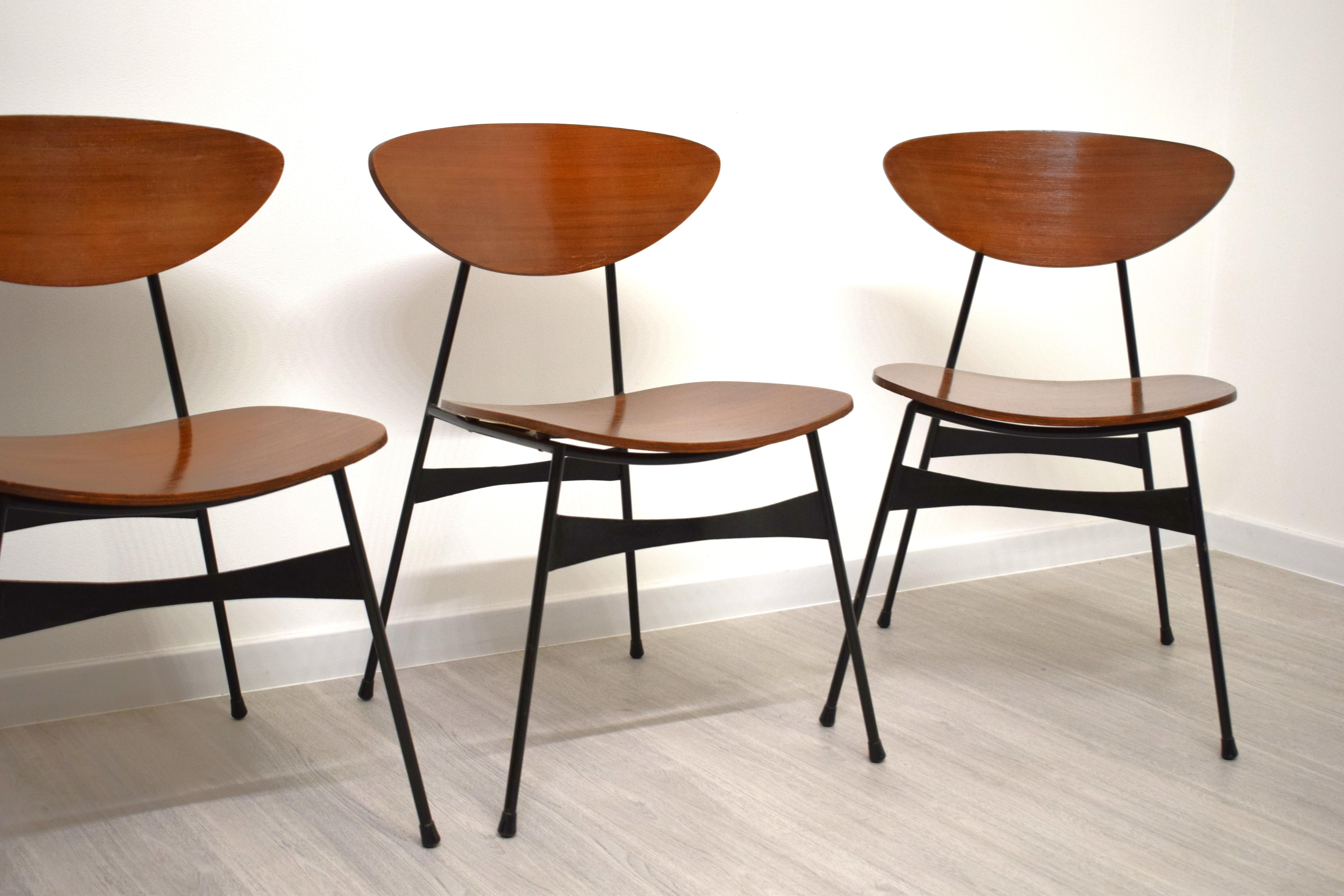 Set di 4 sedie- Ferro e legno curvato en vente 2