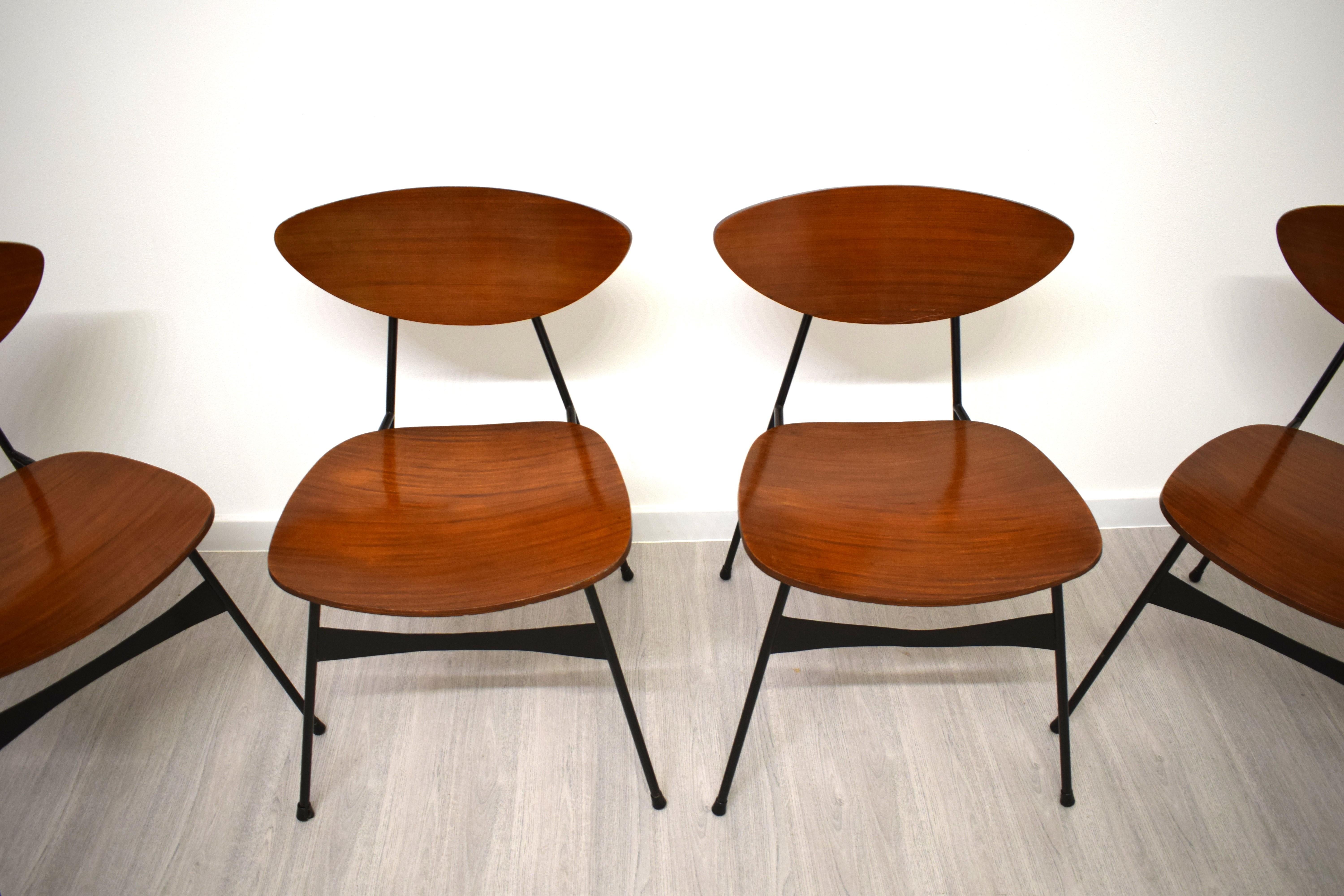 Set di 4 sedie- Ferro e legno curvato en vente 3