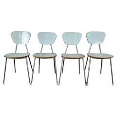 Set of 4 blue formica chairs