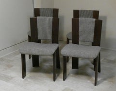 Set di 4 Sedie in legno e tweed di Acerbis International, Italia, anni '80
