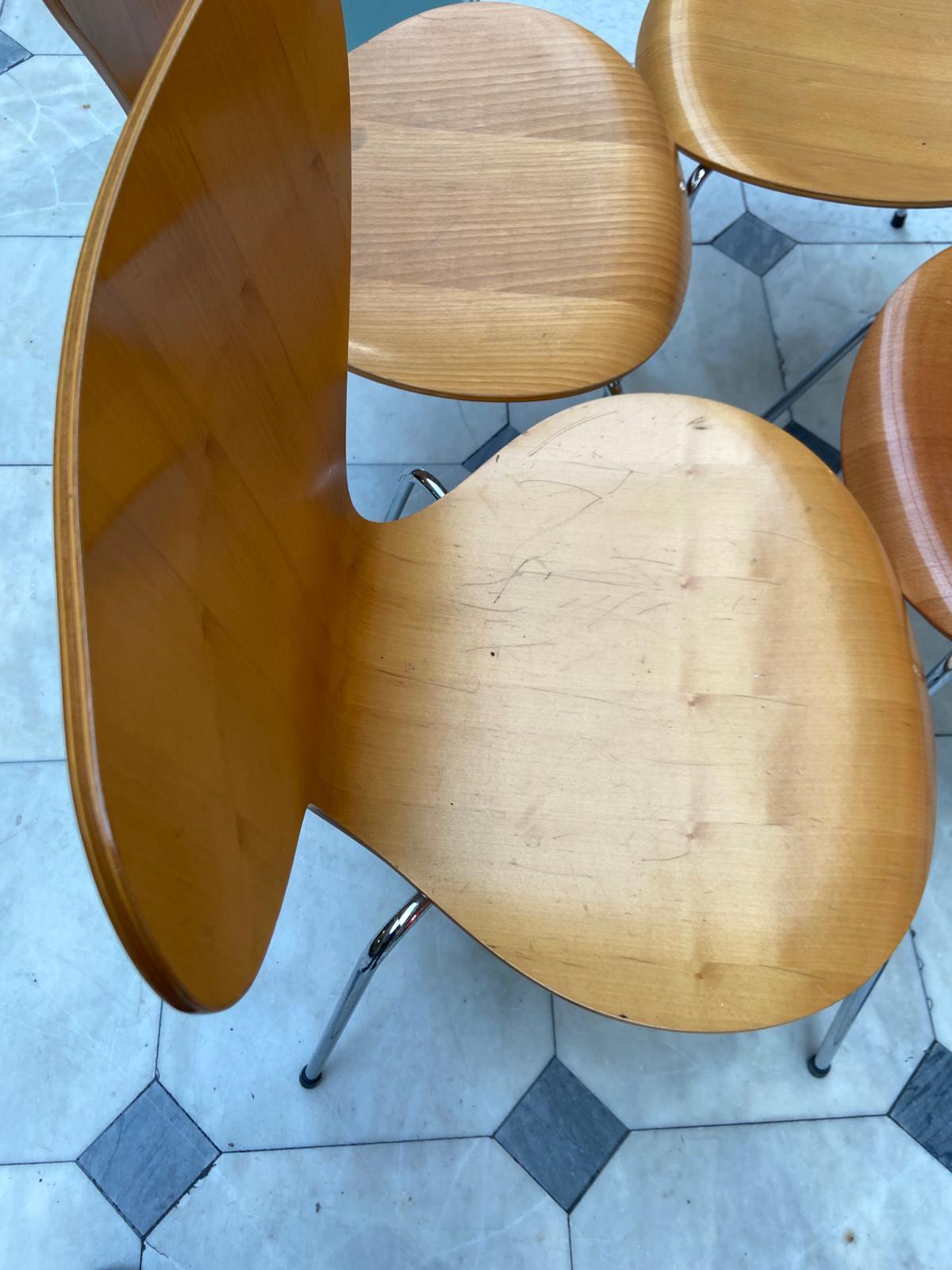 Set di (4) sedie in legno Serie 7 designer Arne Jacobsen per Fritz Hansen 1992 5
