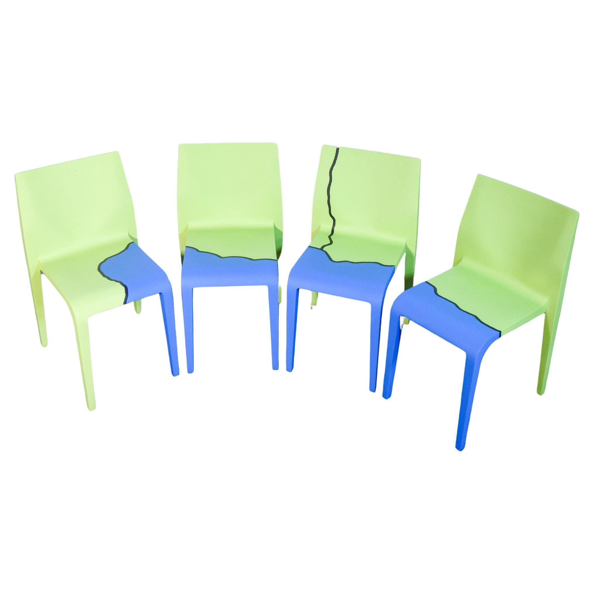 Set von 4 sedie Laleggera, Teil dell'opera „Mezzoterra Mezzomare“ von PISTOLETTO