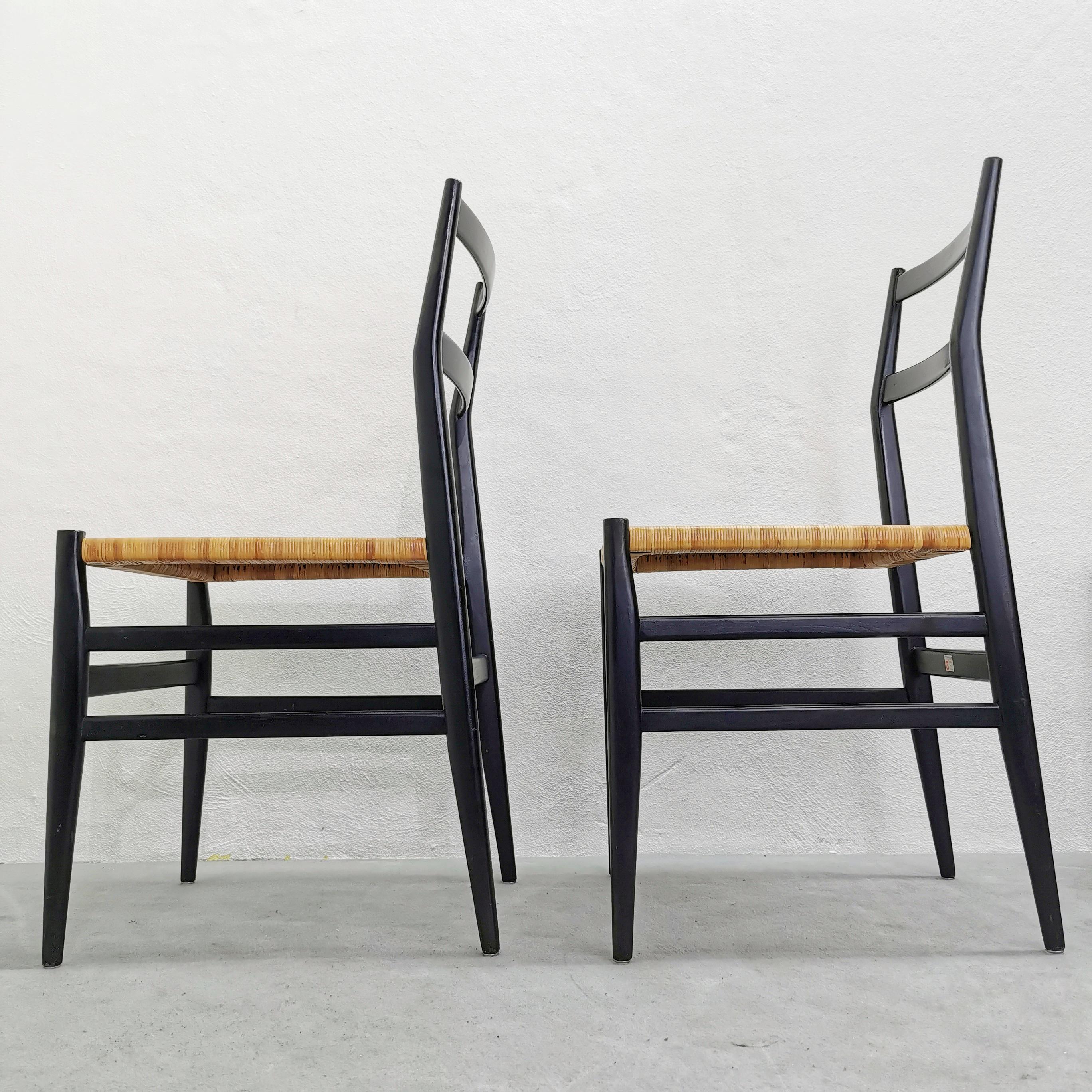 Paille Ensemble de 4 siègesleggera disegnate da Gio Ponti pour Cassina, années 60 en vente