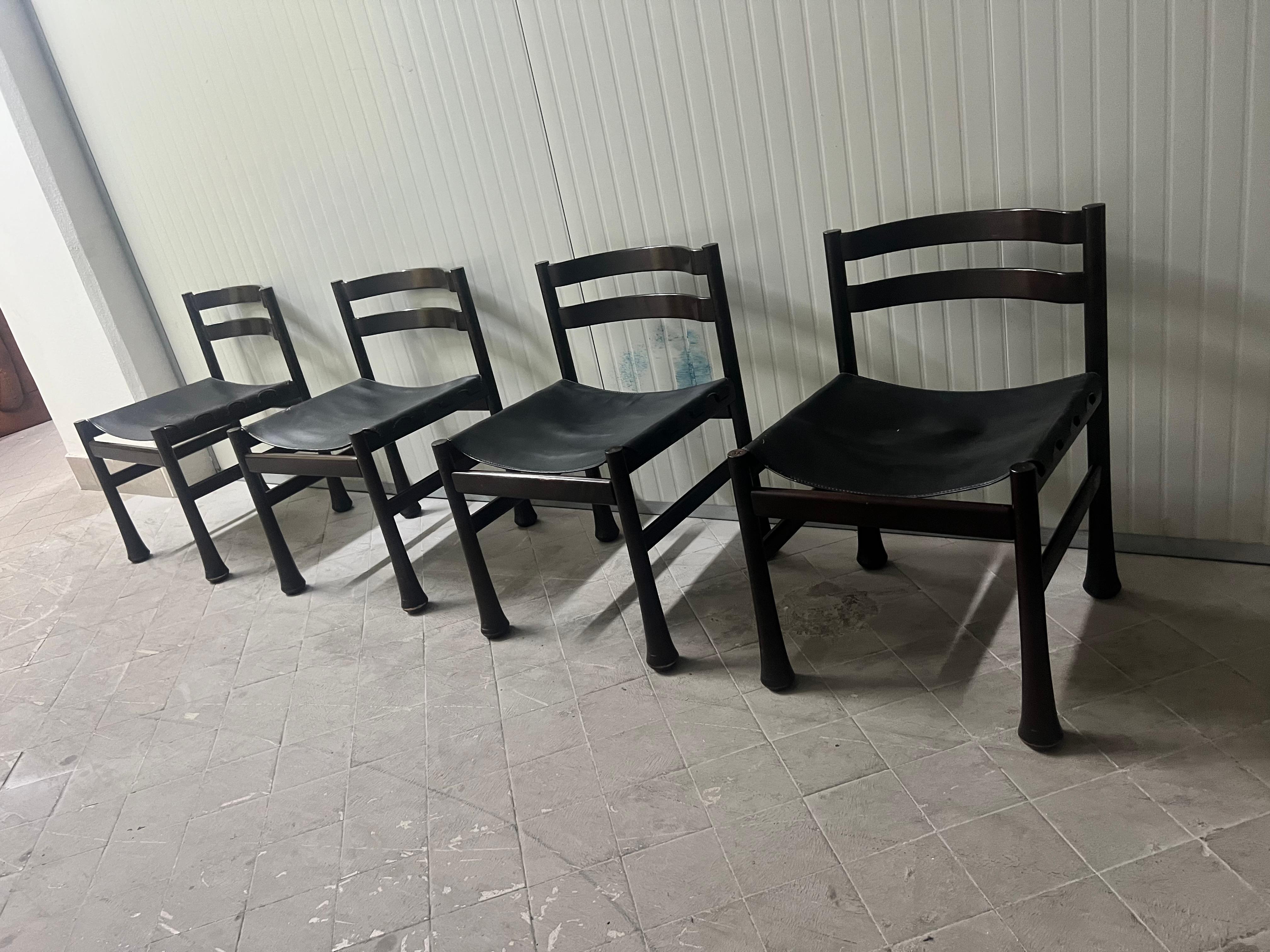 Italian Set of 4 Luciano Frigerio Chairs  For Sale
