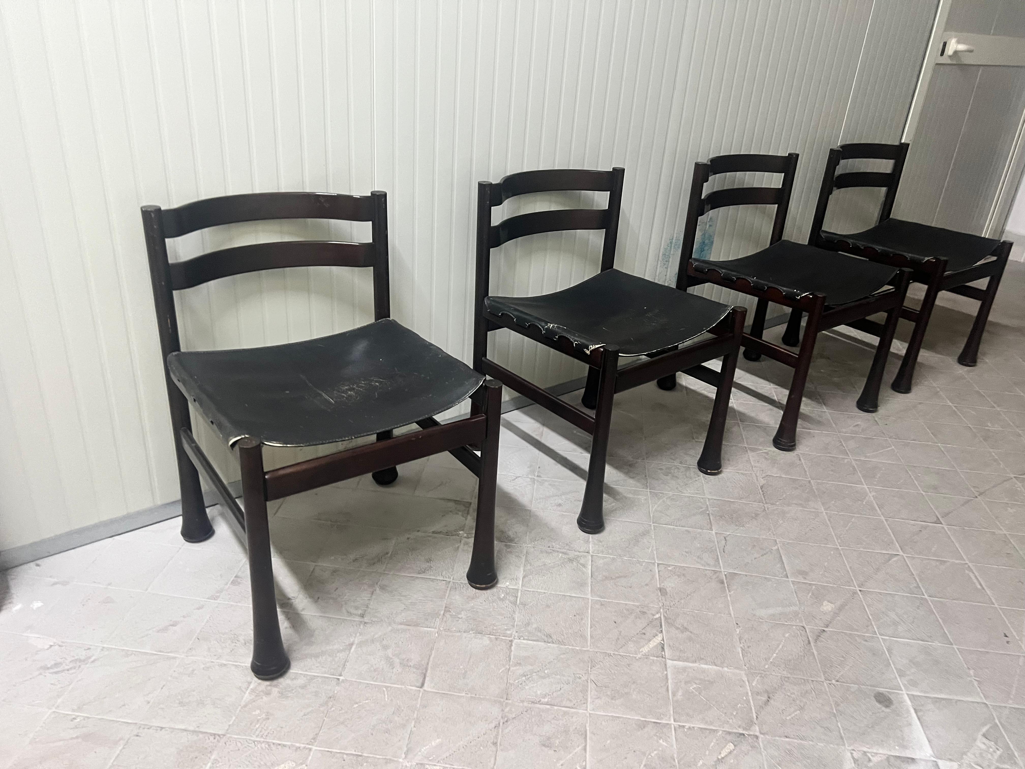 Late 20th Century Set of 4 Luciano Frigerio Chairs  For Sale