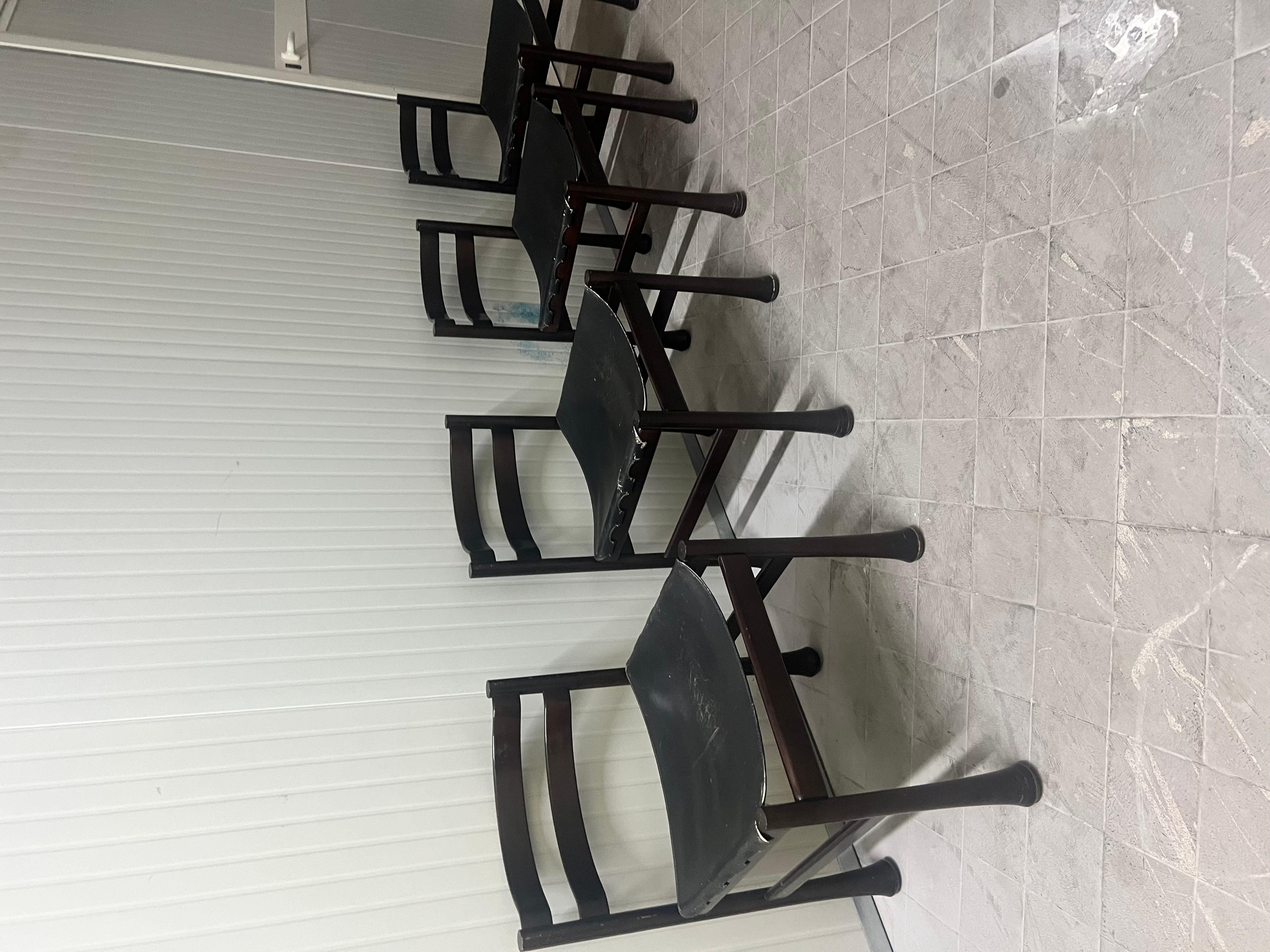 Leather Set of 4 Luciano Frigerio Chairs  For Sale