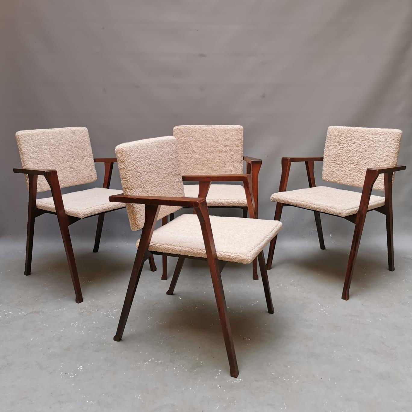 Textile Set of 4 Luisa Chair e 2 Luisella Chair, Franco Albini, Poggi 