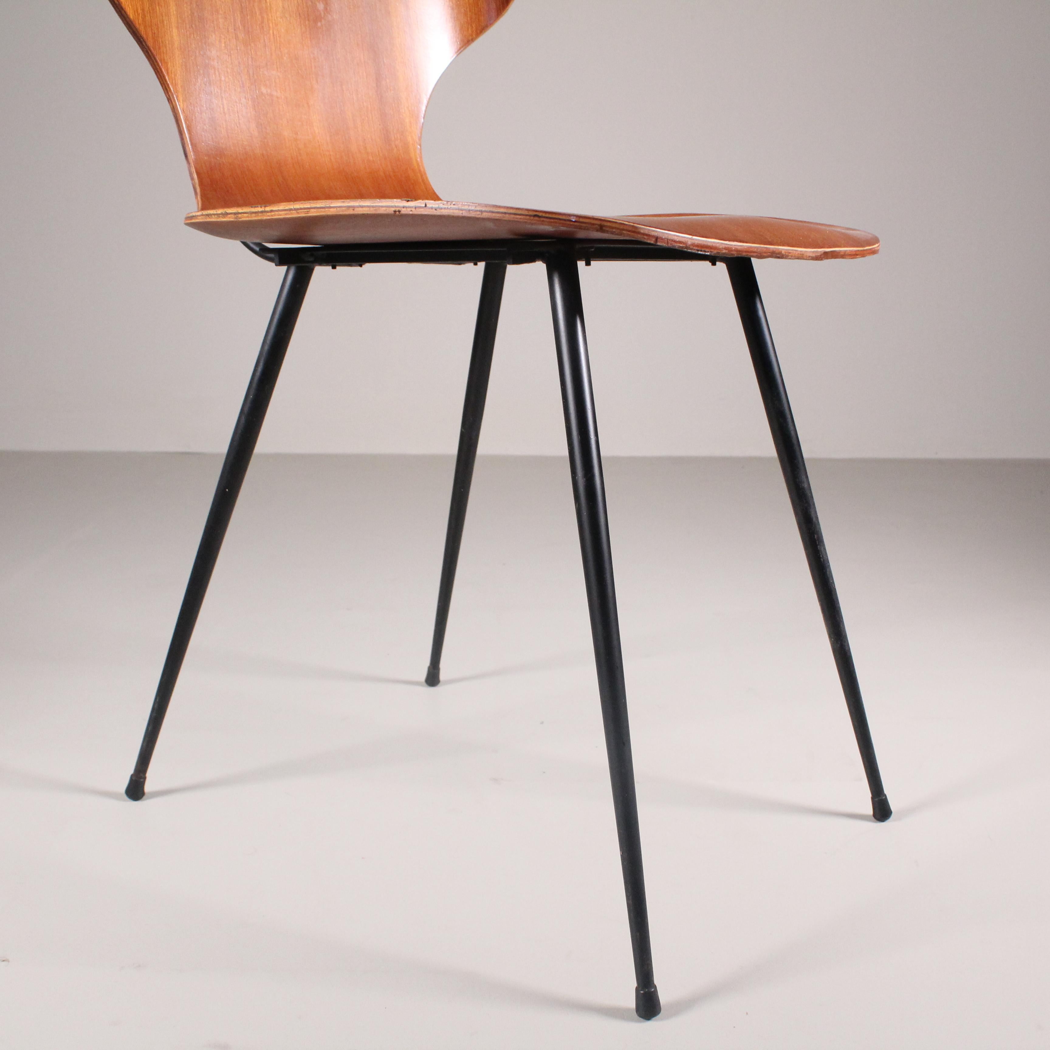 Set of 4 Lulli Chairs, Carlo Ratti, Curved Woods Industry, 1950s For Sale 4
