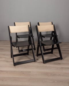 Set of 4 vintage 80s folding chairs black wood Fratelli Reguitti design