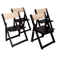 Set di 4 sedie pieghevoli vintage anni 80 legno nero design Fratelli Reguitti