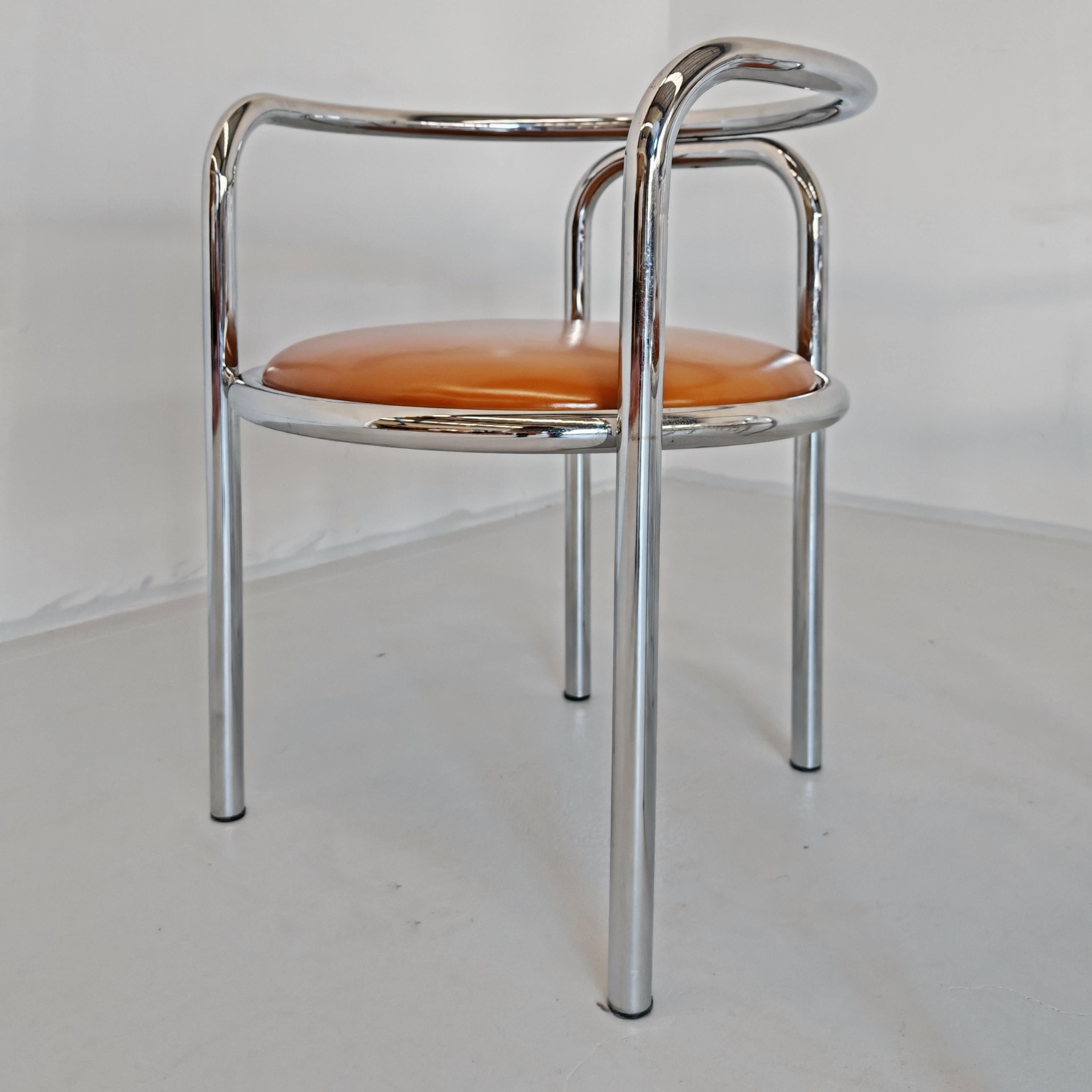 ensemble de 4 chaises fauteuils chrome et cuir 'Locus Solis' par Gae Aulenti 1970 en vente 5