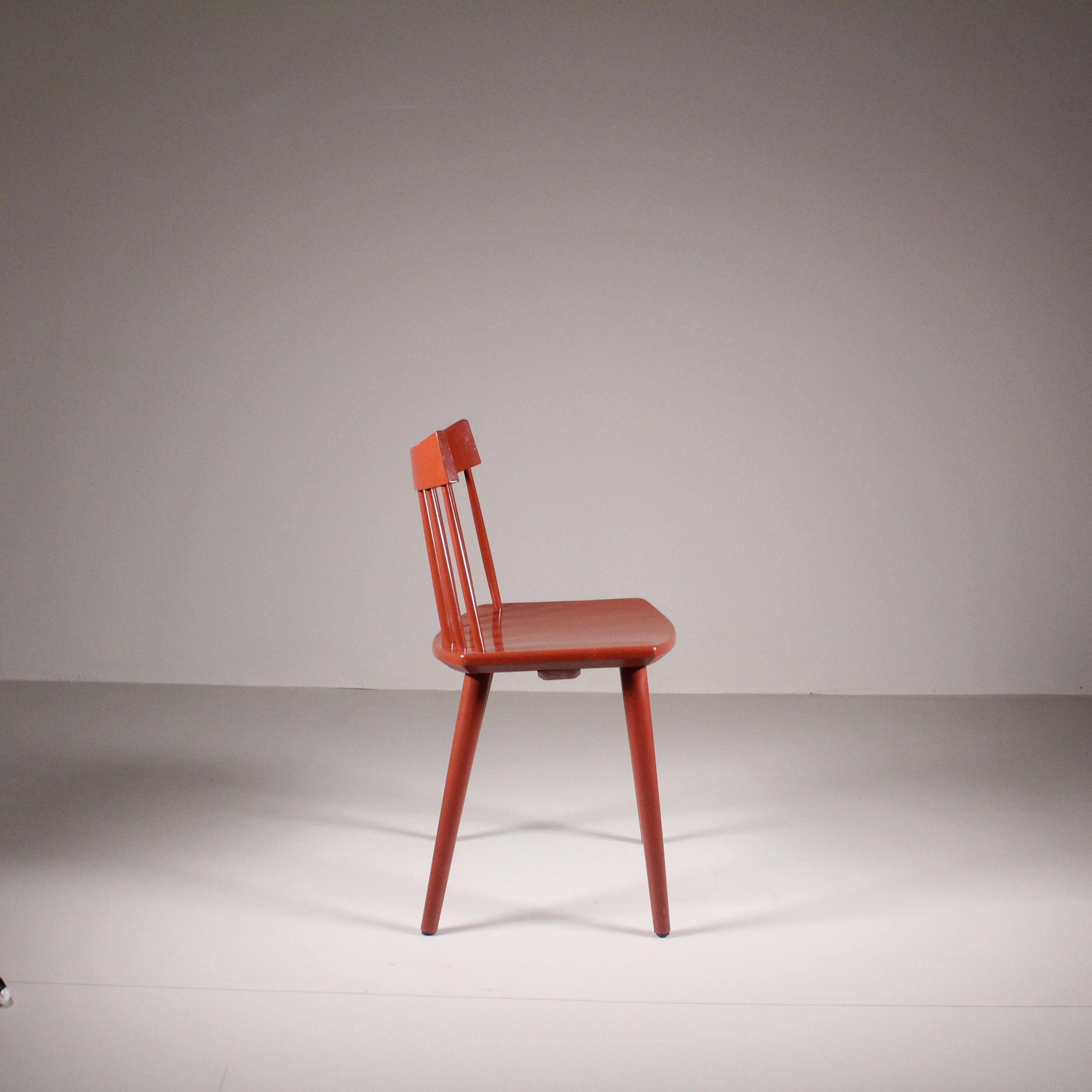 Set of 4 red Scandinavian chairs, Hagafors For Sale 3