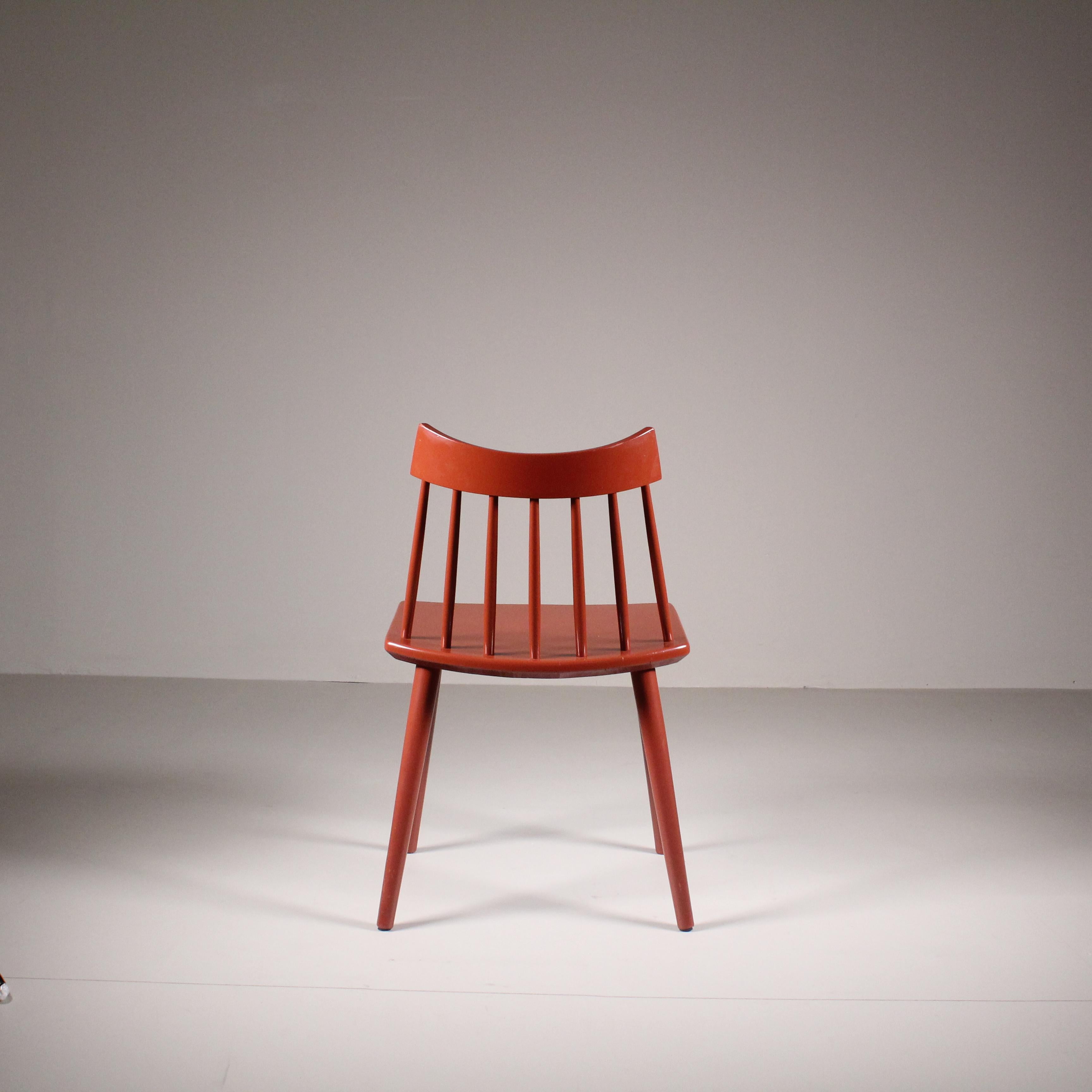 Set of 4 red Scandinavian chairs, Hagafors For Sale 4