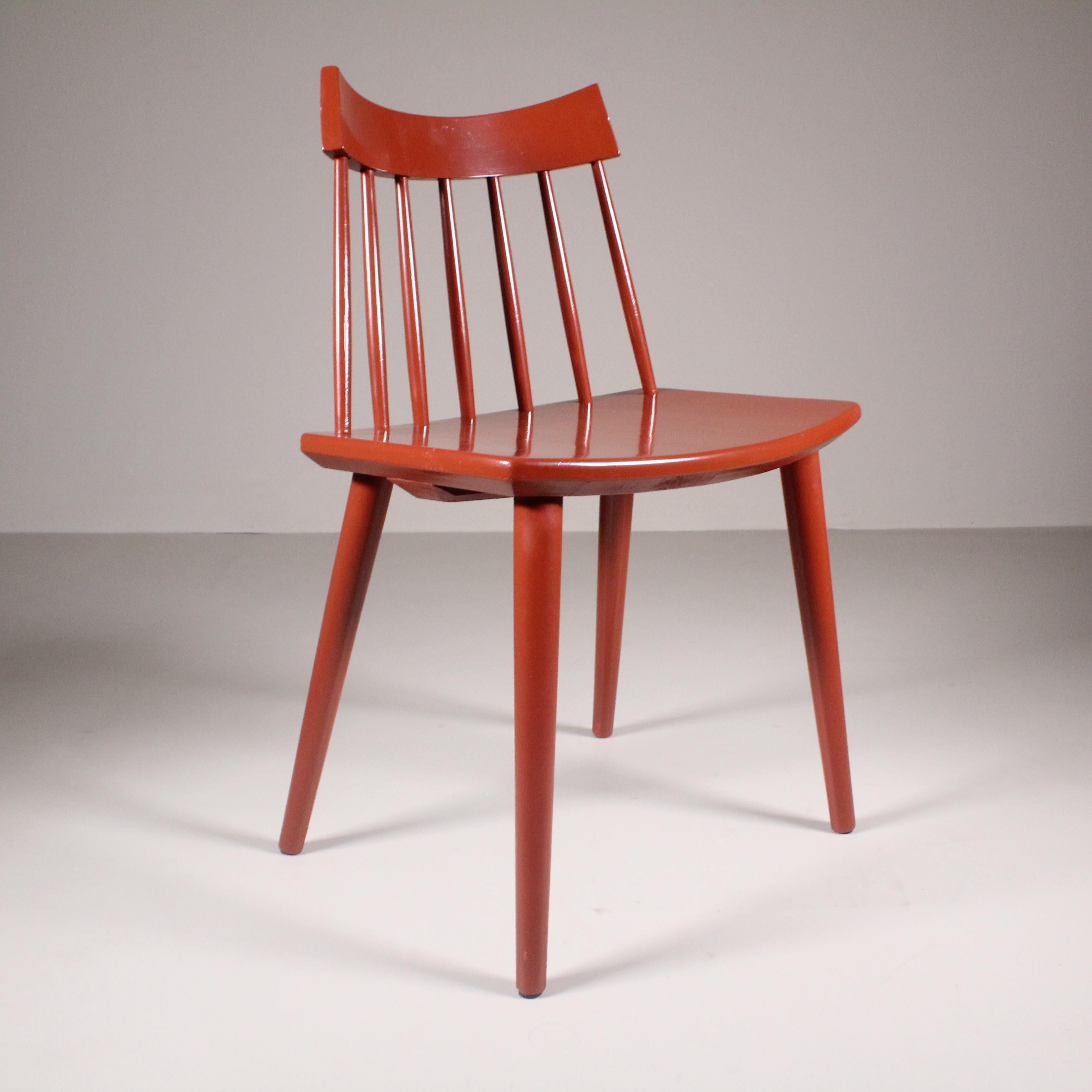 Set of 4 red Scandinavian chairs, Hagafors For Sale 9