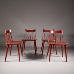 Set di 4 sedie rosse scandinave, Hagafors