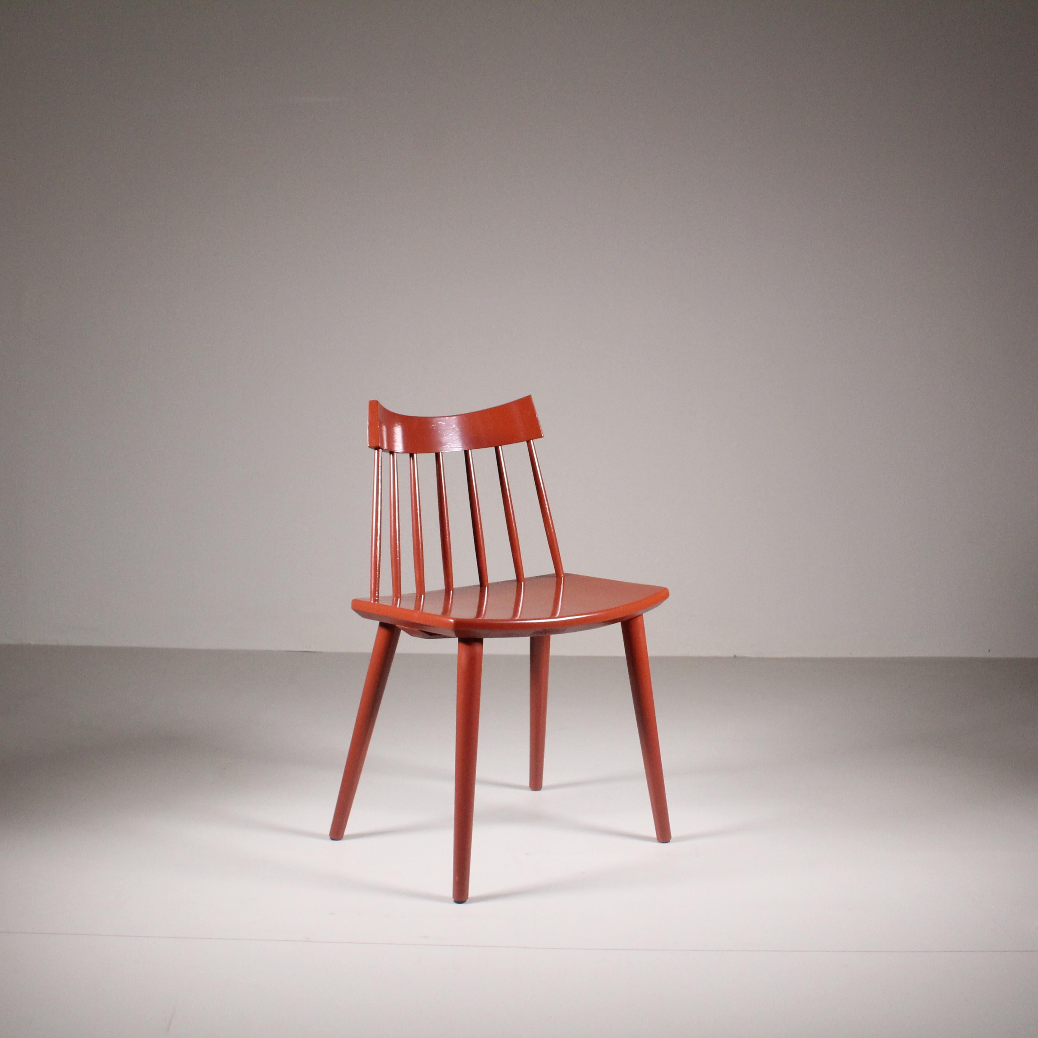 Set of 4 red Scandinavian chairs, Hagafors For Sale 1