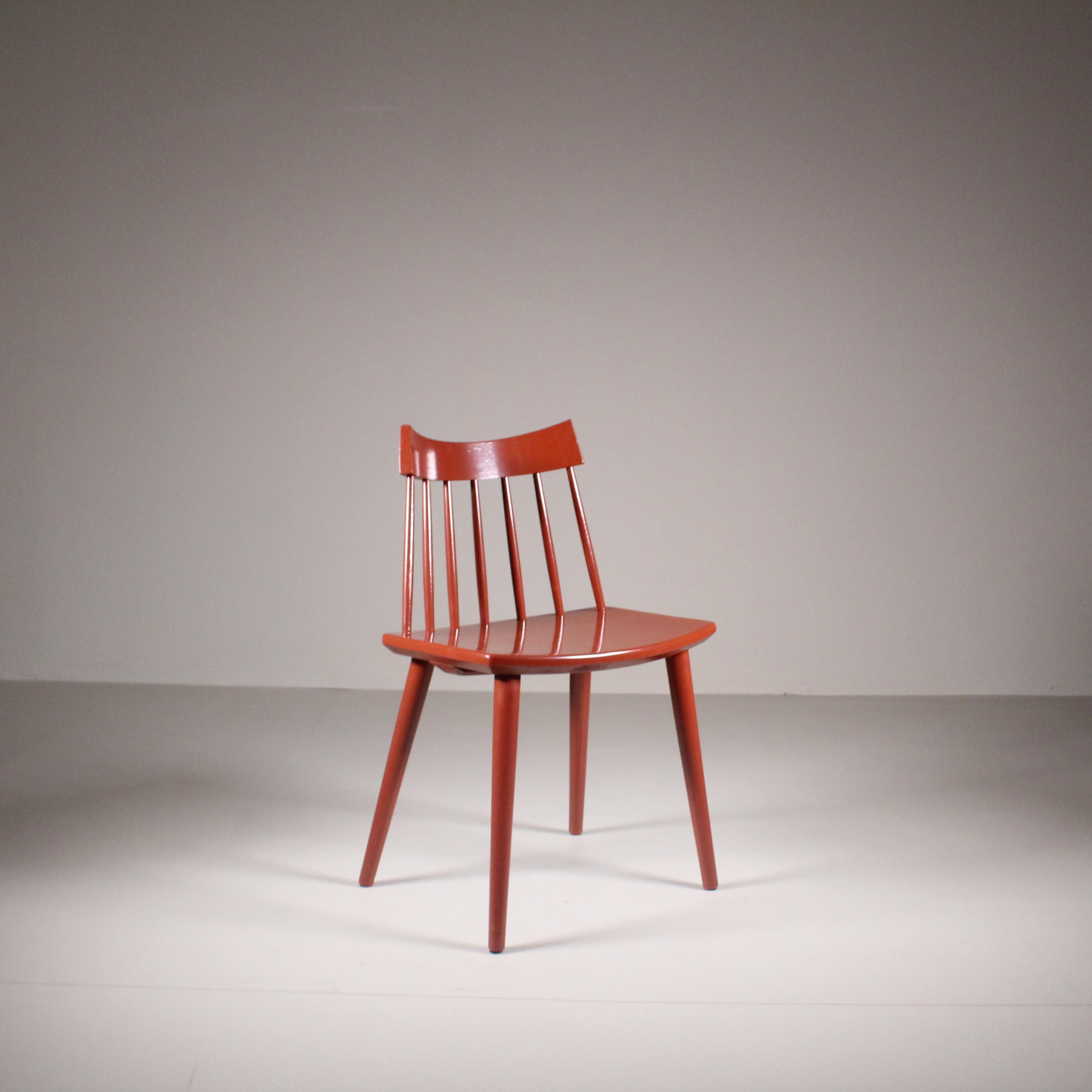 Set of 4 red Scandinavian chairs, Hagafors For Sale 2