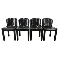 Set of 4 Space Age chairs in black plastic from the 1970s
