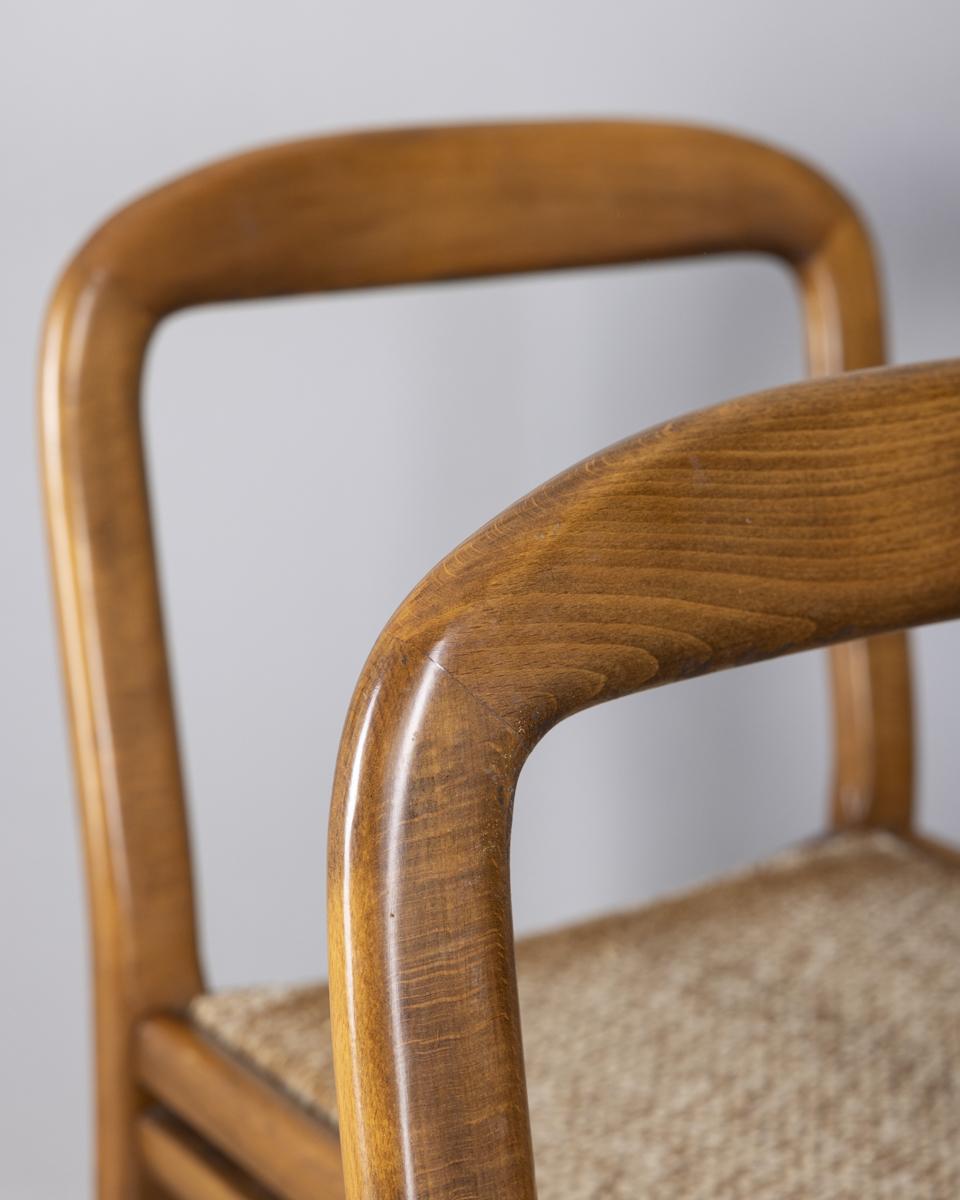 Mid-Century Modern Ensemble de 4 chaises vintage des années 1960 en bois et tissu beige design italien en vente