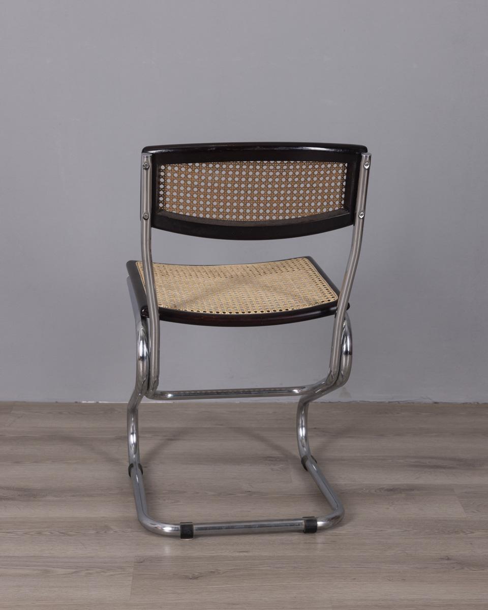 Ensemble de 4 chaises en métal et en paille de Vienne de style italien des années 1960 en vente 1