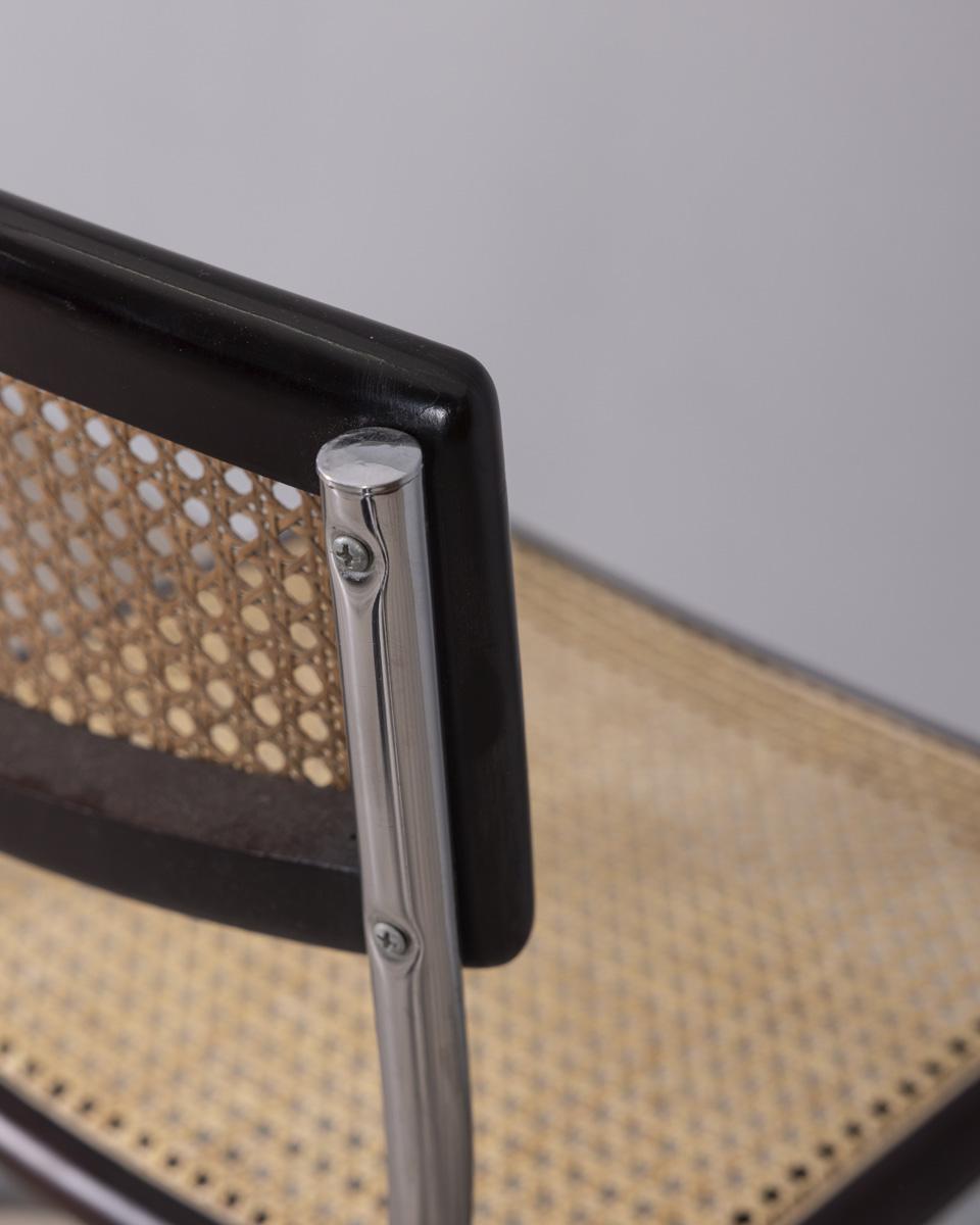 Ensemble de 4 chaises en métal et en paille de Vienne de style italien des années 1960 en vente 2