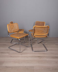 Set of 4 vintage 1960s Cesca model chairs designed by Marcel Breuer for Gavina